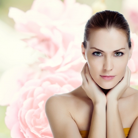 Portrait of young beautiful woman with healthy skinの写真素材