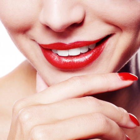 Laughing woman mouthの写真素材