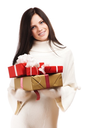 Cheerful women with a presentの写真素材