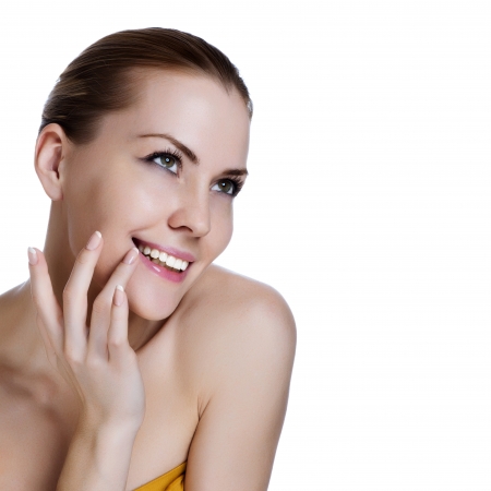Portrait of young beautiful woman with healthy skinの写真素材