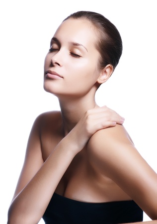 Portrait of young beautiful woman with healthy skinの写真素材