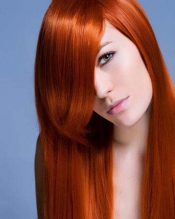 Beautiful Brunette Girl with Healthy Long Hairの写真素材