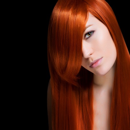 Beautiful Brunette Girl with Healthy Long Hairの写真素材