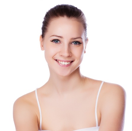 Portrait of young adult woman with health skin of faceの写真素材