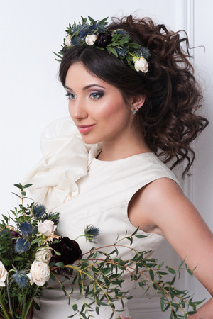 Gorgeous bride with flowersの写真素材