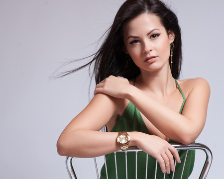 Hair. Beautiful Brunette Girl. Healthy Long Hair. Beauty Model Woman. Hairstyleの写真素材