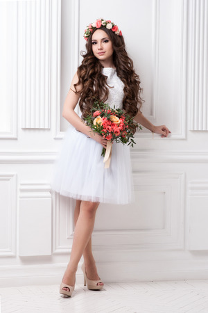 Gorgeous bride with flowersの写真素材