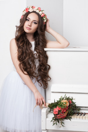 Gorgeous bride with flowersの写真素材