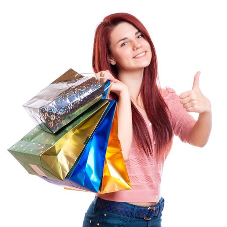 Beauty Woman with Shopping Bags in Shopping Mall.の写真素材