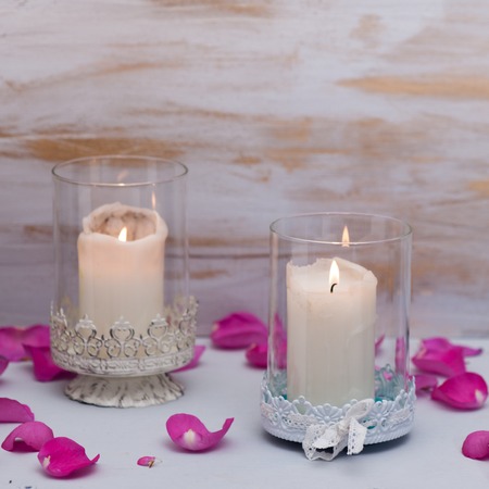 Vintage candleholders in the style of Provenceの写真素材