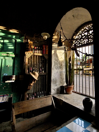 Old Window Set in an Ancient Buildingの写真素材