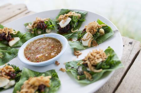 Thai food fresh oystersの写真素材