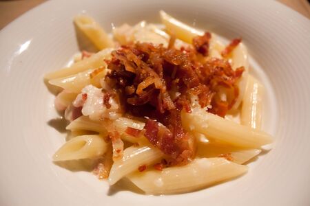 pasta carbonara, traditional italian recipeの写真素材