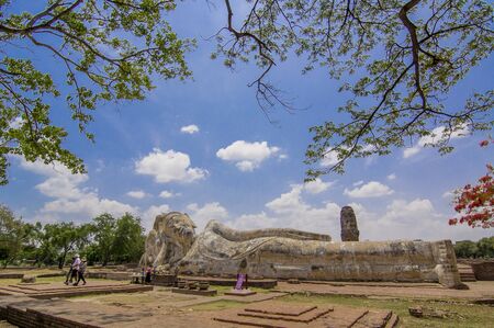 Reclining Buddha at Wat Lokayasutharam, Ayutthaya, Thailandの写真素材