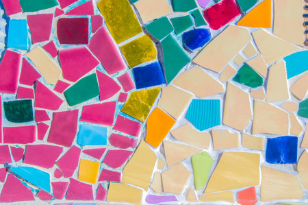 Colorful ceramic pattern decoration with pebbles background