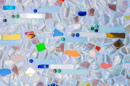 Colorful ceramic pattern decoration with pebbles backgroundの写真素材