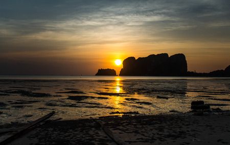 Sunset and Beach in Thailandの写真素材