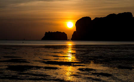Sunset and Beach in Thailandの写真素材