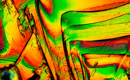 Crystal polarized light Kali ferricyanid (3Fe(CN)6)