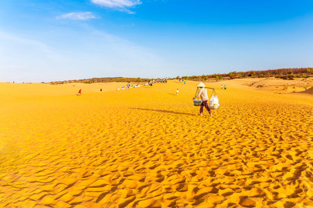 Sand dunes in Mui Ne, Vietnam in a summer dayの写真素材
