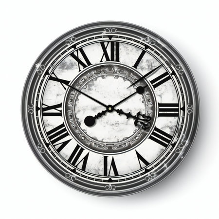 Old wall clock isolated on a white background.の素材