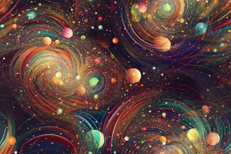 Abstract space background with planets, stars and nebula.の素材