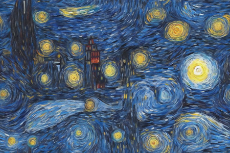 Digital painting of a skyscraper in the center of London at nightの素材