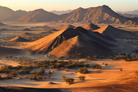 Sunset over the Namib desert in Namibia, Africa.の素材