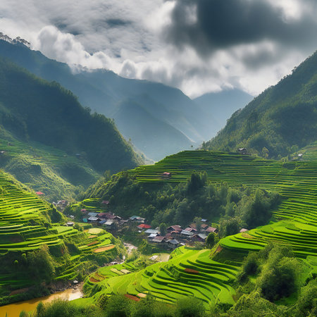 Rice terraces on terraced of Sapa, Vietnam.の素材