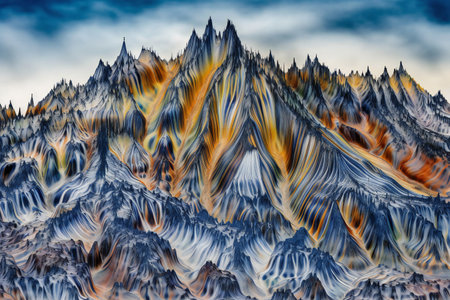 Abstract mountain landscape with blue sky and clouds.の素材