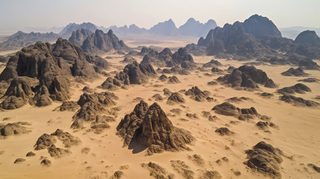 Egyptian desert landscape from a bird's eye view.の素材