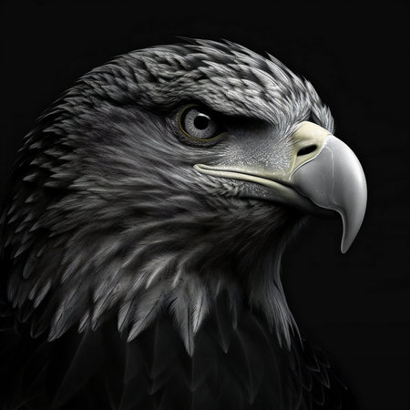 eagle portrait on a black background.の素材