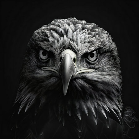 Portrait of an eagle on a black background.の素材