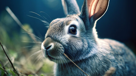 rabbit in the grass, close-up of a cute animalの素材