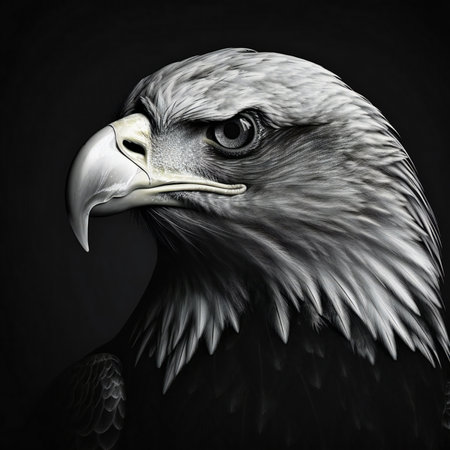 eagle portrait on black background,の素材