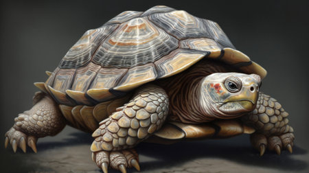 tortoise on a dark background, close-up, isolateの素材