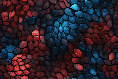Abstract background made of red and blue stones. Colorful texture.の素材