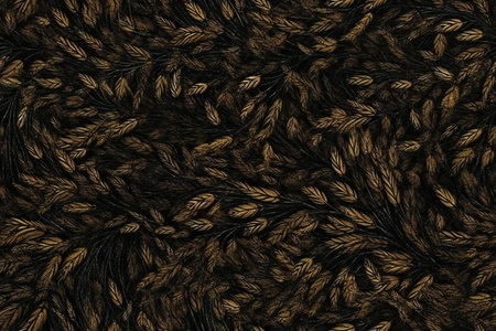 abstract background made of autumn leaves in black and brown tones.の素材