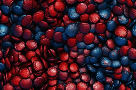 abstract background of red and blue pebbles close-upの素材