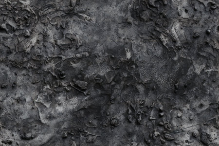 Texture of a black concrete wall with cracks and scratches. Abstract background for design.の素材