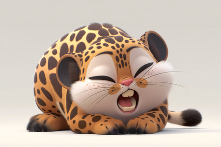 illustration of a leopard lying down and yawningの素材