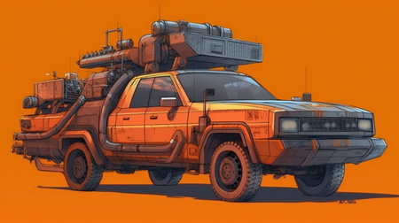 a big heavy duty pickup truck with a trailerの素材