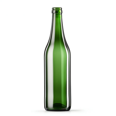 Empty beer bottle isolated on white background.の素材
