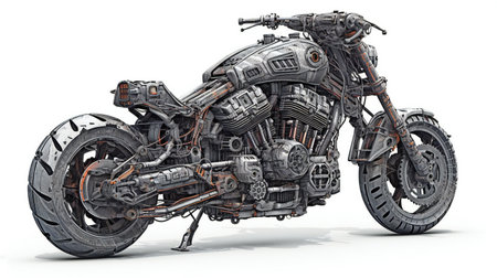 a monster motorcycle on a white background with shadowの素材