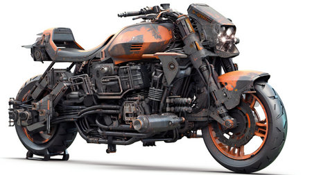 a brand-less generic motorcycle on white backgroundの素材