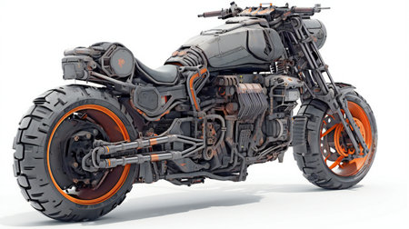 Modern powerful motorcycle on a light background.の素材
