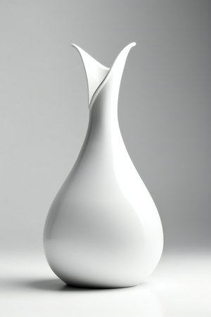 White vase on a gray background.の素材
