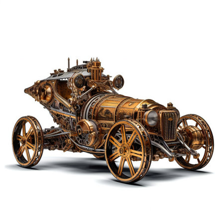 Vintage car model on white background with shadowの素材