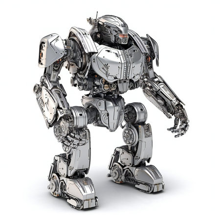 a robot isolated on white background with shadow.の素材