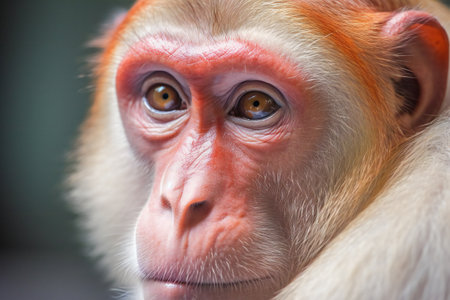 Portrait of a wild monkey in a zoo, close-upの素材